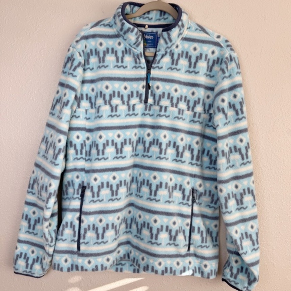 Chubbies blue aztec sand of time fleece 1/4 zip pullover L - Picture 2 of 11